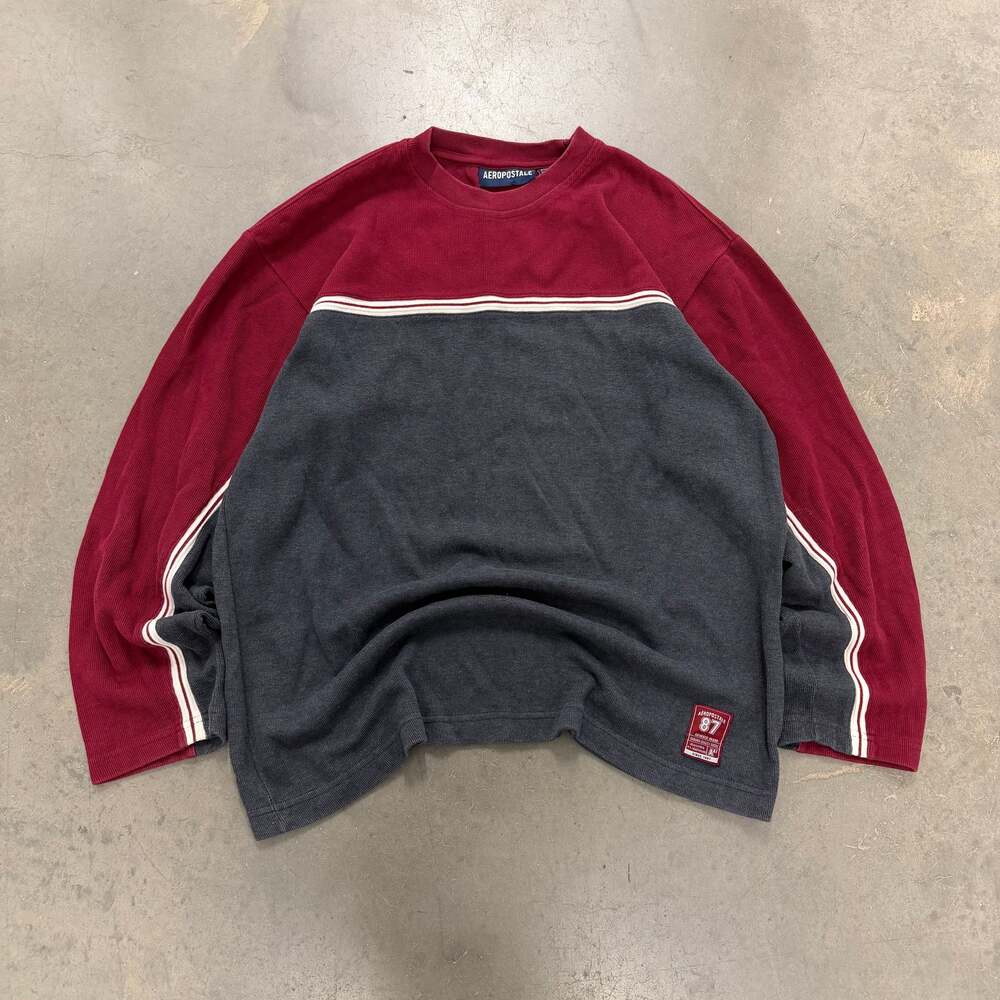 Y2K Aeropostale Colorblock Thermal Long Sleeve Sweater XL
